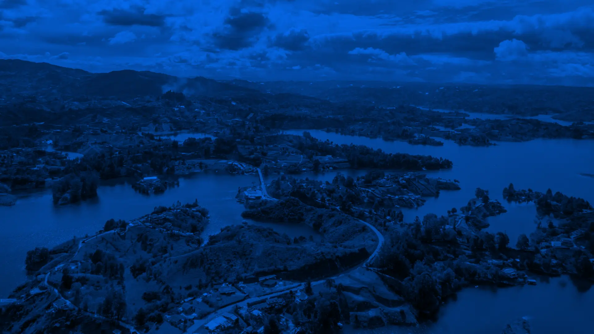 Aerial view of Colombian islands and water