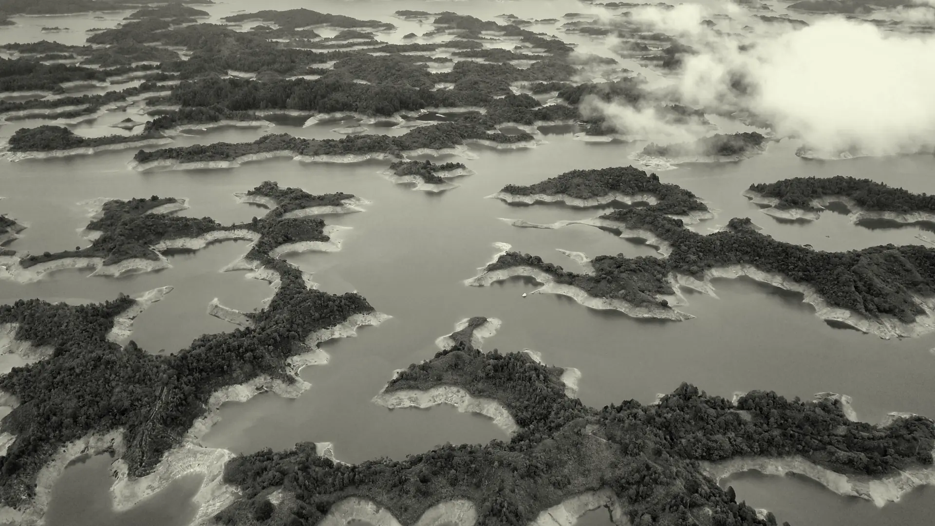 Aerial view of a Colombian jungle river
